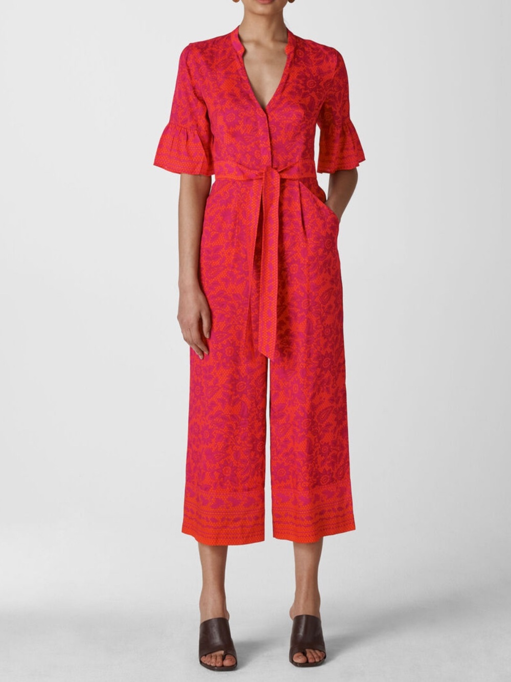 Whistles Henna Print Tie Front Jumpsuit 4
